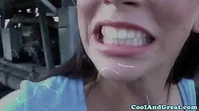 petite babe bends over for outdoor doggystyle