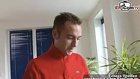 Young German new neighbors with naughty big tits try audition for the first time