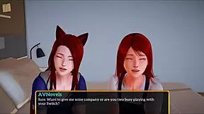 Is this my new family with redhead teen in cartoon style?