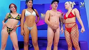 want to see girls giving blowjobs then riding friends' cocks at the party?