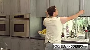 A food delivery guy ends up banging the step-siblings