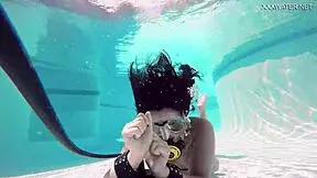 Briana Piskova likes to masturbate alone in a pool
