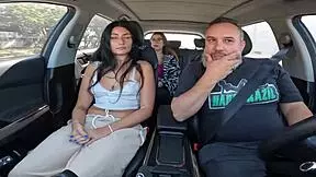 serena santori strips and sucks driver on first time in car 😈