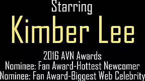 Pretty teen 18+ Kimber Lee stuffs her tight cunt with purple dildo for solo fun