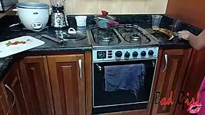 Stepfather Cums Twice In Kitchen Pussy