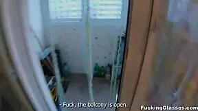 fucking glasses christina teen sucks cock and gets fucked! shaved pussy, cumshot!