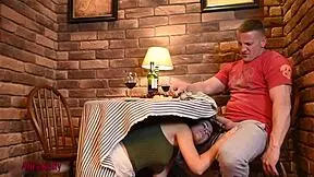 Crazy hot chick, I mean, suckin’ dick under cafe table, damn!