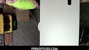 Young brunette Violet Rain caught shoplifting and fucked by guard