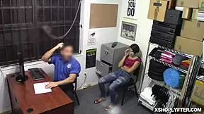 Natalie Porkman asks, 'Officer, feed me your huge boner?' Then he fucks her hot pussy at work.