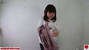 This busty Japanese teen gives thick blowjob and swallows.