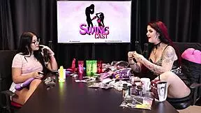 Penile ring gives pleasure by holding blood in the dick for Rai Dobler in sheer red lingerie.