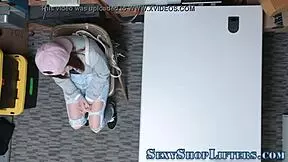 Teen thief caught on hidden cam tugs hard for a messy facial.