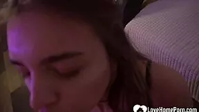 Hot brunette teen in action