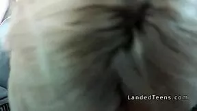 Blonde hitchhiker gets a facial
