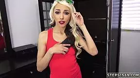 College teen squirts during hardcore pov with her suspended step sis