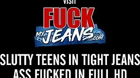 black haired amateur small tits eurobabe fucked hard in jeans