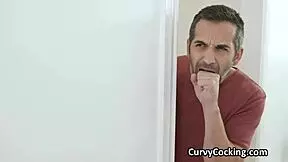 Flawless busty brunette rides on top