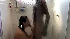 The cuckold lets his best friend eat his wife's ass before fucking her loose in the bathroom