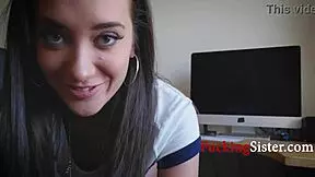 Step sister offers a massage in point of view