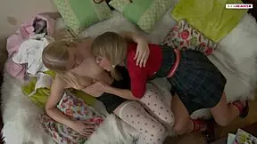 Lesbian Babe Rides The Strap-On Dildo