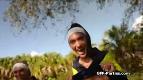 Runner girlfriends stacked and fucked in foursome