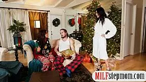 milf and teen enjoying big cock together in threesome