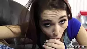 I suck my stepbro's banana with my big tits