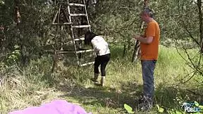 Chubby big-ass babe rocks a hard cock in outdoor adventure.