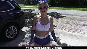 sexy cheerleader aria banks sucks and fucks till screaming orgasm