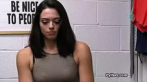 Fat Dick Stuffs Teen Thief's Pretty Face at Office Desk