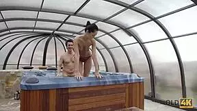 angie moon gets cum in mouth from old lover