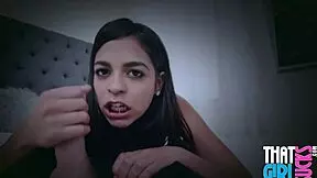 Petite latina teen sucks big cock pov 😍