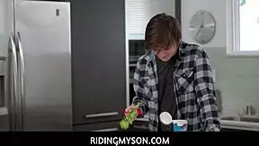 what are you doing fucking that dough, stepson? let stepmom help with your cock.