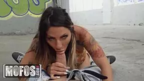 Lily gives blowjob in car