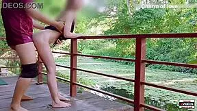 Beautiful asian girl bent over in homemade doggystyle