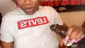 Wow, stepsister sucks 11 inches of hard BBC with skill!