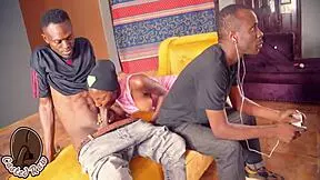 chopping dick behind my gamer head stepbro with monster cock