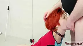 Bound Brunette Teen Masturbates