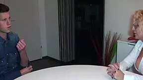 Horny mommy helps young guy with first fuck