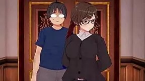 Teen couple in 3D animation engages in doggystyle fucking with big cock and cum.