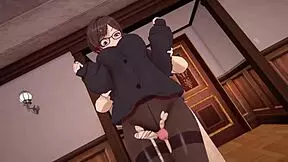 Teen couple in 3D animation engages in doggystyle fucking with big cock and cum.