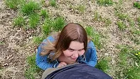 Hey babe, wanna see me sucking cock and drooling all over in the field?