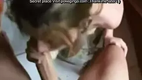 Newbie teen blows big cock and gets creamed on her face