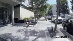 barista spreading wide for cock and money