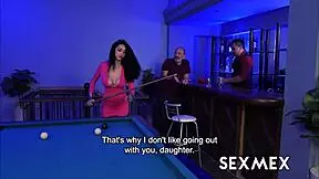 stepdad took his girl to the bar, she says, licking big tits and swallowing cum in heels