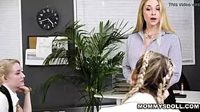 Hey, wanna join us? Stepsis Emma Starletto and Lily Larimar are bored in class until Stepmom Sarah Vandella spanks them hard!