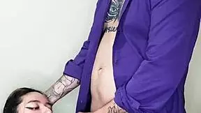 the petite teen sucks my cock and i cum in her mouth.