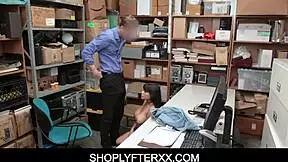 Brunette Shoplifter Aryana Amatista Feels Fear As Officer Blackmails Her