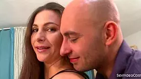 sex casting with ripped clothes and striptease on monster cock