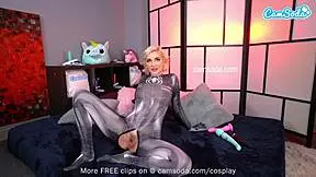 Blonde Teen Cosplays Spider Girl Masturbating